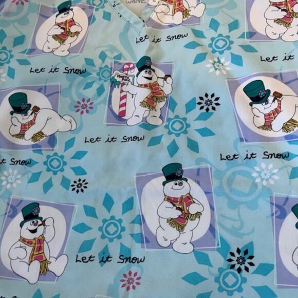 Frosty the Snowman Scrub Top (roomy) Small Women's - Picture 2 of 6
